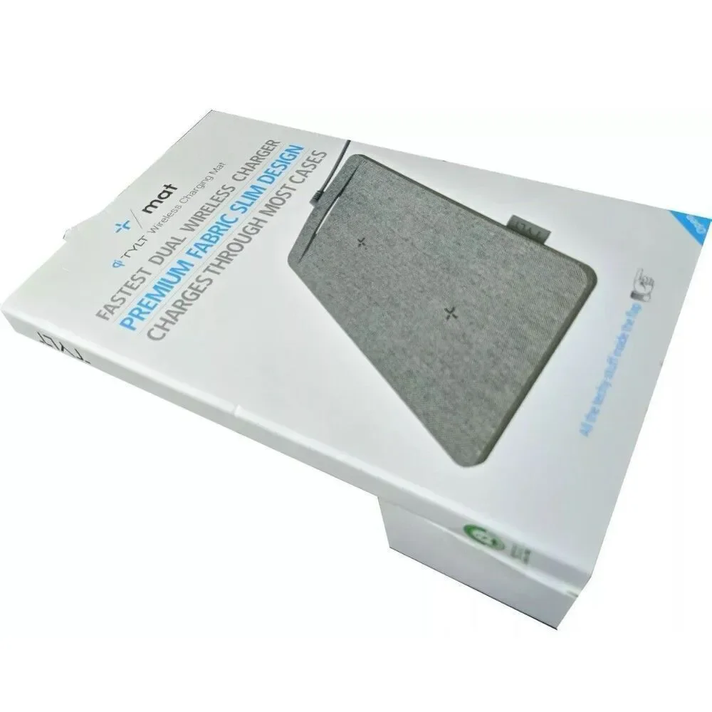 TYLT Qi Wireless Charging Mat Fastest Dual Wireless Charger - Gray. Used Mint. W